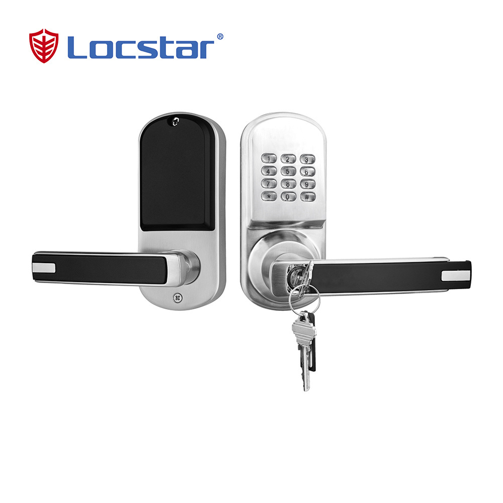 Locstar Z wave Password Waterproof Small Z-Wave Lock Card Door Handle Wireless Keyboard Zwave Apartment Hotel Lock