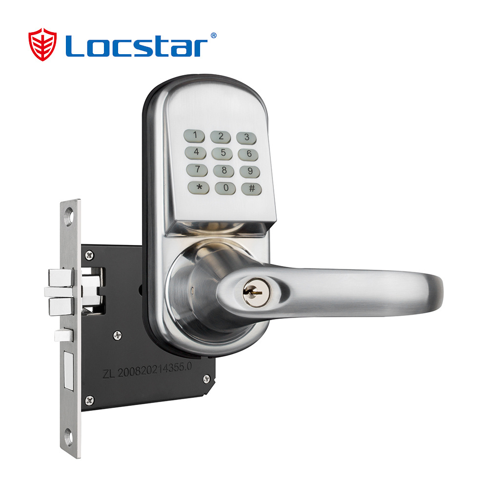 Locstar Z wave Password Waterproof Small Z-Wave Lock Card Door Handle Wireless Keyboard Zwave Apartment Hotel Lock