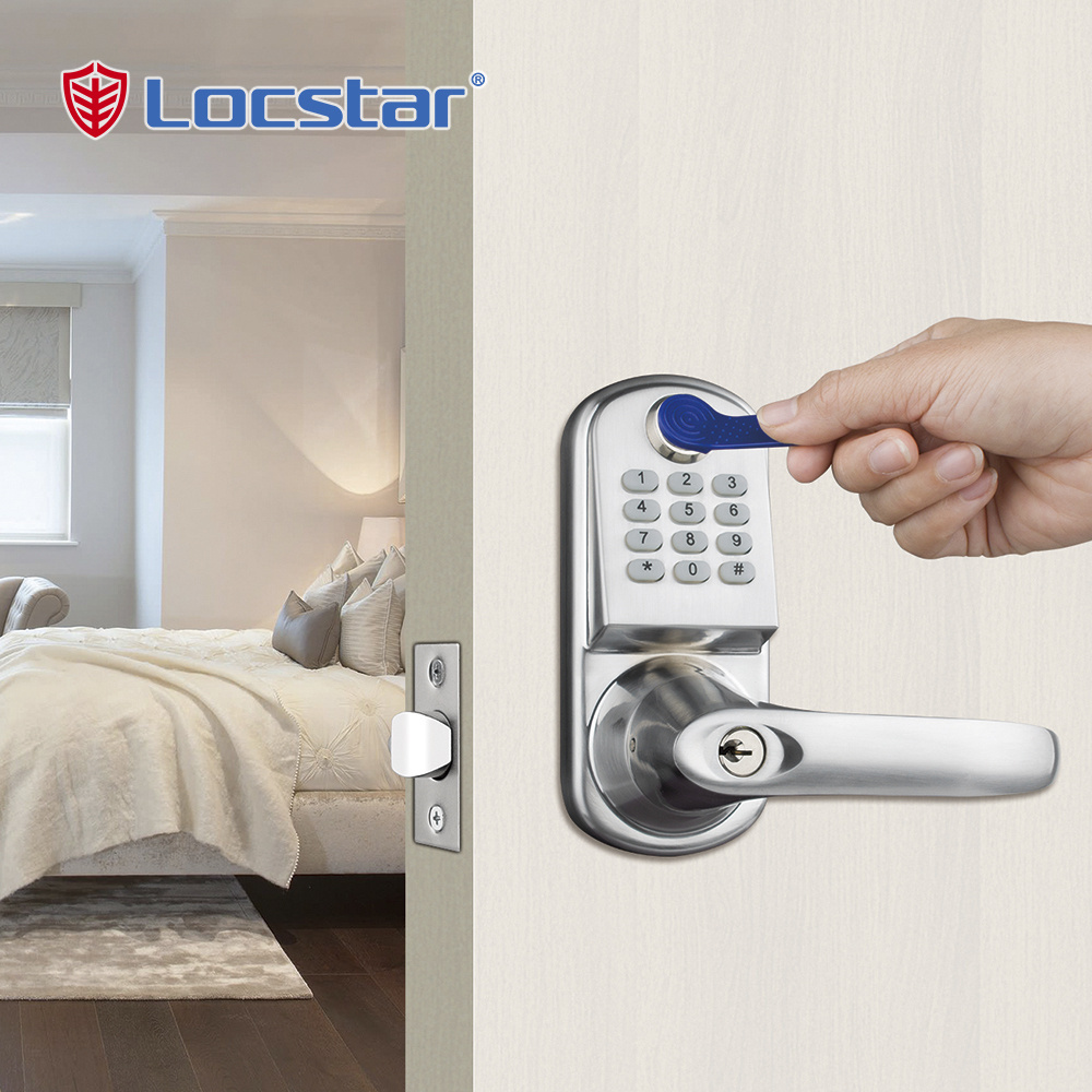 Locstar Main Password Gate Keyless Electric Security Smart Digital Door Lock LS8015-TM Home Automation Lock Silver Zinc Alloy