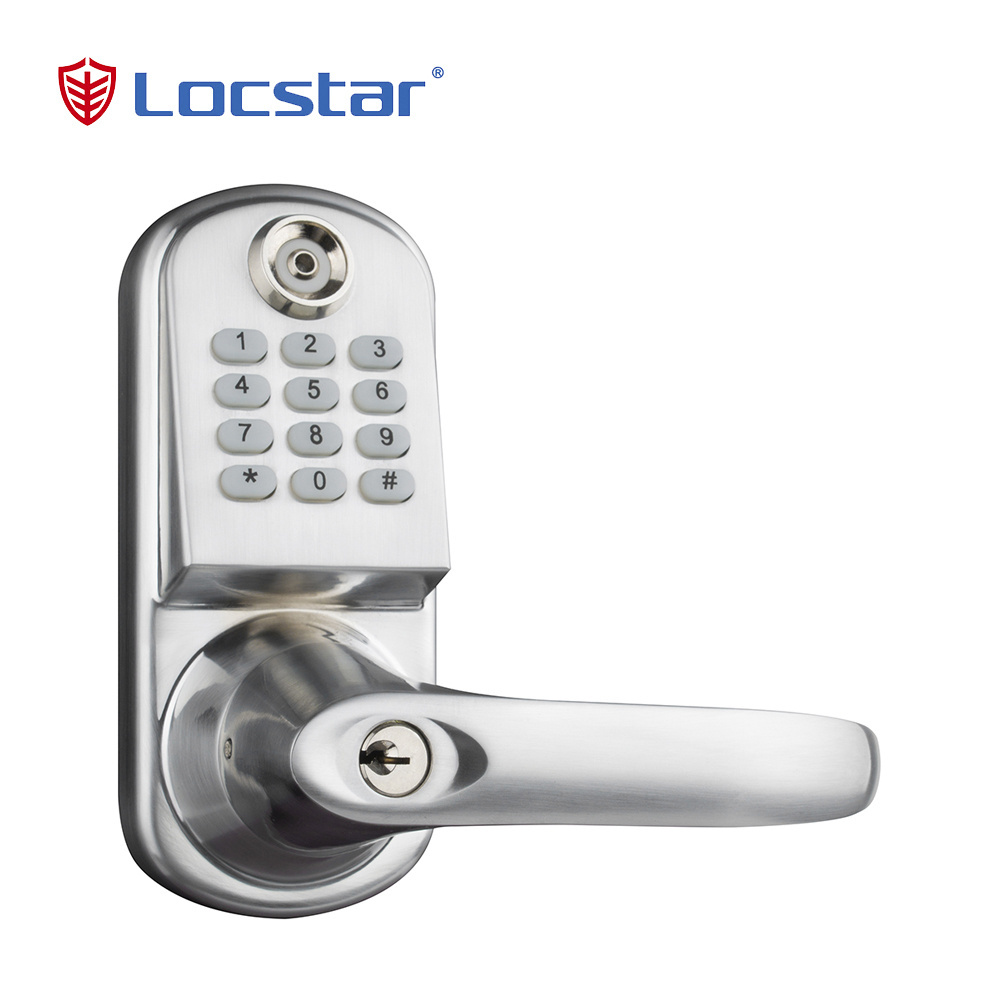 Locstar Main Password Gate Keyless Electric Security Smart Digital Door Lock LS8015-TM Home Automation Lock Silver Zinc Alloy