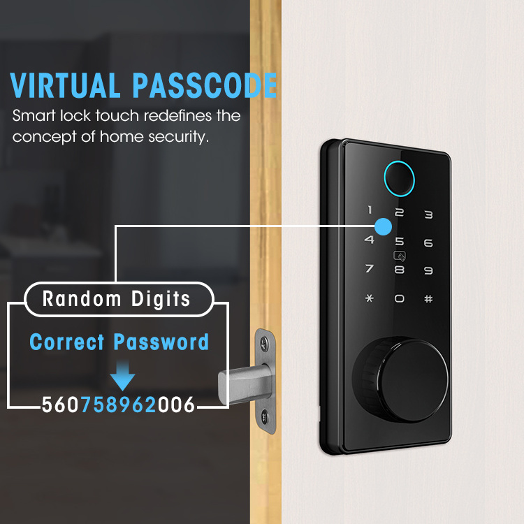 Smart Code Door Lock with Fingerprint Keypad Electronic Digital Zinc Alloy Lock for Key Card and Biometric Authentication