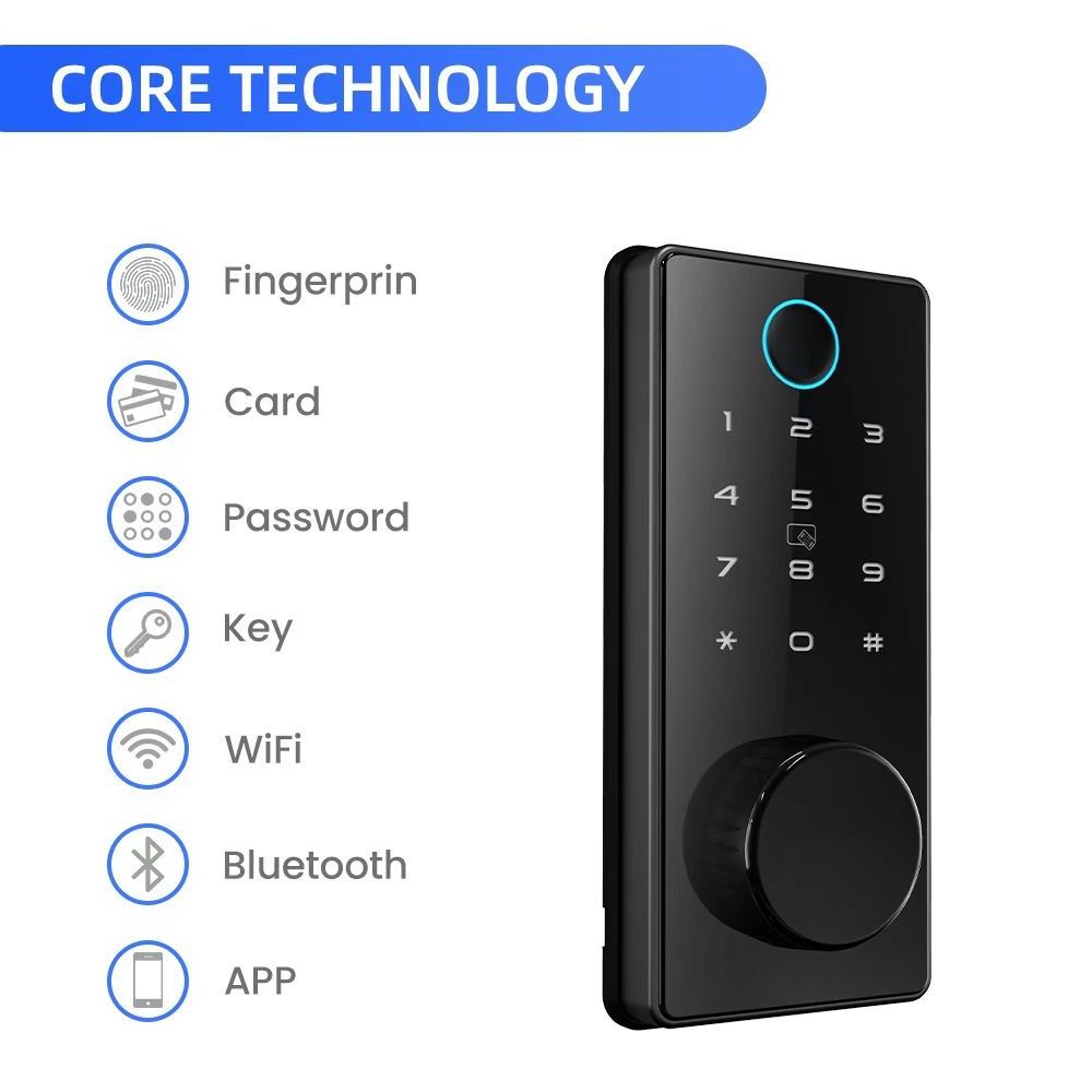 Smart Code Door Lock with Fingerprint Keypad Electronic Digital Zinc Alloy Lock for Key Card and Biometric Authentication