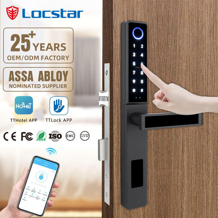 Locstar Code Combination Fingerprint Wifi Intelligent Tuya/TT App Card Electronic Anti-Peep Smart Gate Lock