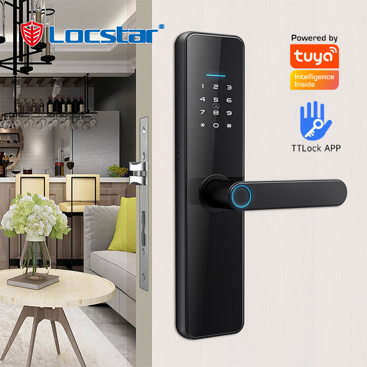 Locstar Keys Security Digit Electric Digital Ttlock Tuya Wifi Fingerprint Electronic Handle Intelligent Lock Door