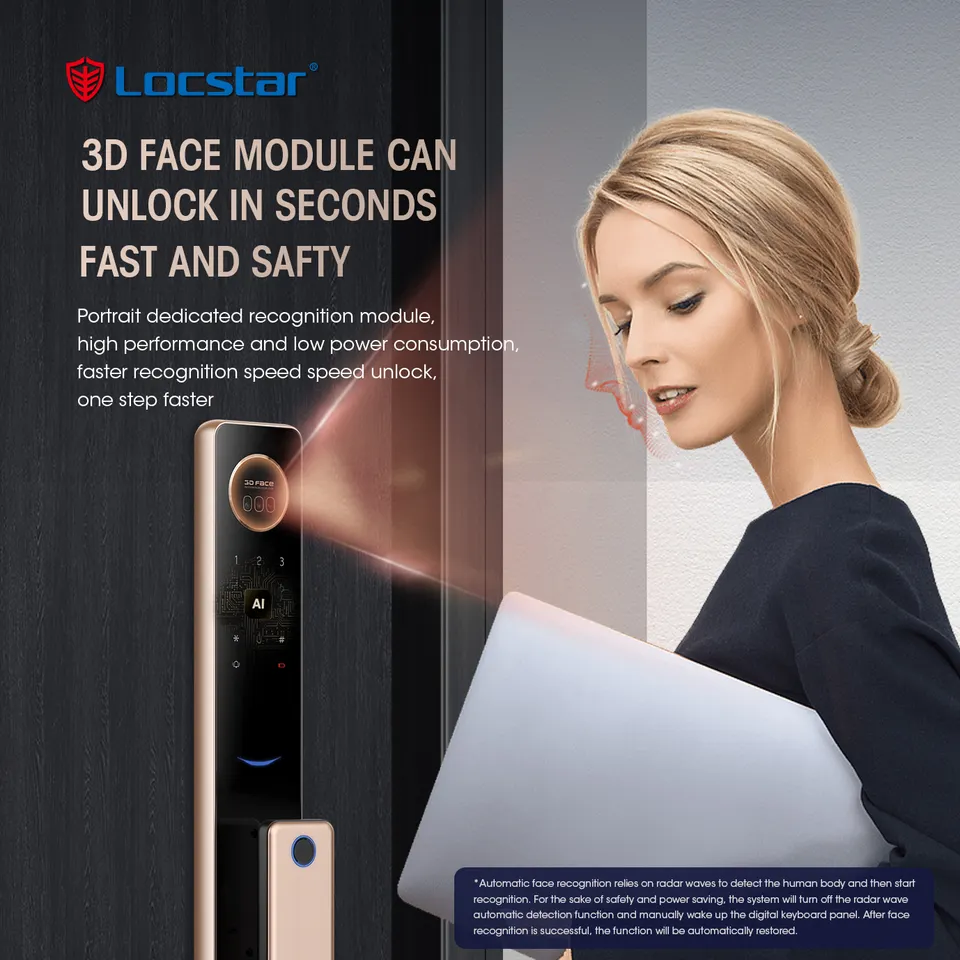 Locstar Factory Wholesale Keyless Entry Door Smart Deadbolt Fingerprint Fully Automatic Lock