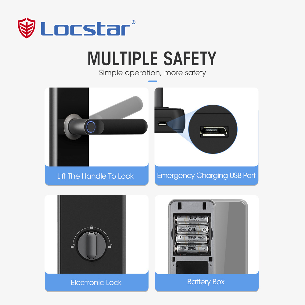 Locstar High Quality Electronic Finger Print Serrure Intelligent Handle Mortise Magnetic For Main Door Lock