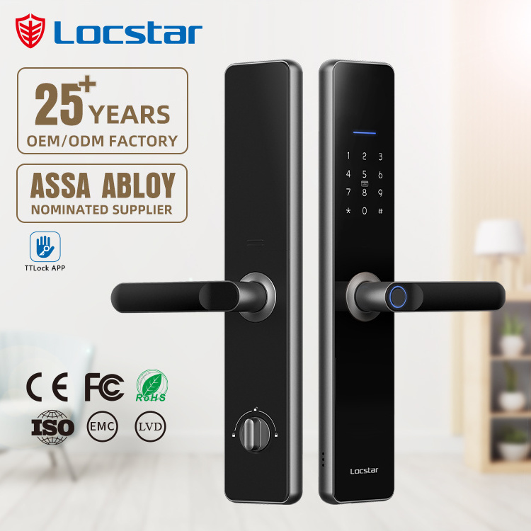 Locstar High Quality Electronic Finger Print Serrure Intelligent Handle Mortise Magnetic For Main Door Lock