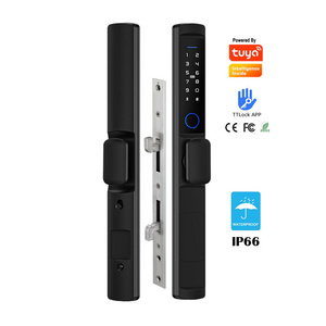 European Digital Electronic Ttlock Tuya Smart Locks Fingerprint Aluminum Steel Double Side Sliding Glass Smart door Locks F2