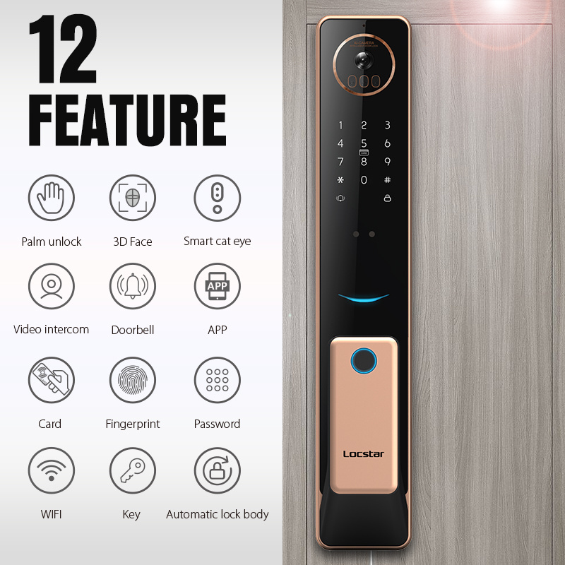 Safety Serrure Intelligente Electric App Tuya Zigbee Outdoor Front Smart Digital Door Lock With Camera