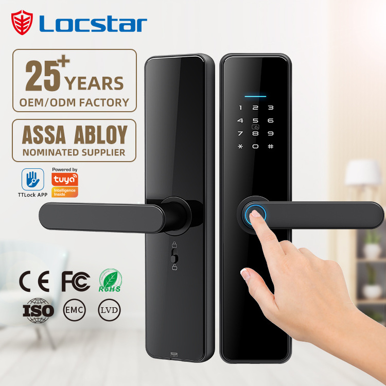 2024 Locstar C91 wifi electronic digital smart door lock intelligent Tuya TT Wifi Keys Fingerprint Brass Door Smart Locks