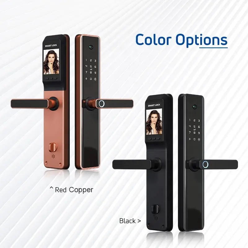 Locstar Morden Style Deadbolt Fingerprint Doorbell Surveillance Tuya Wifi Wire With Camera Smart Door Lock