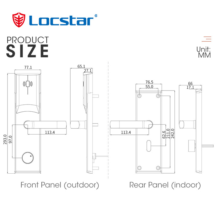 Locstar Wooden Door Electronic Contactless RFID Key Card Hotel Door Lock System Hotel Room Lock