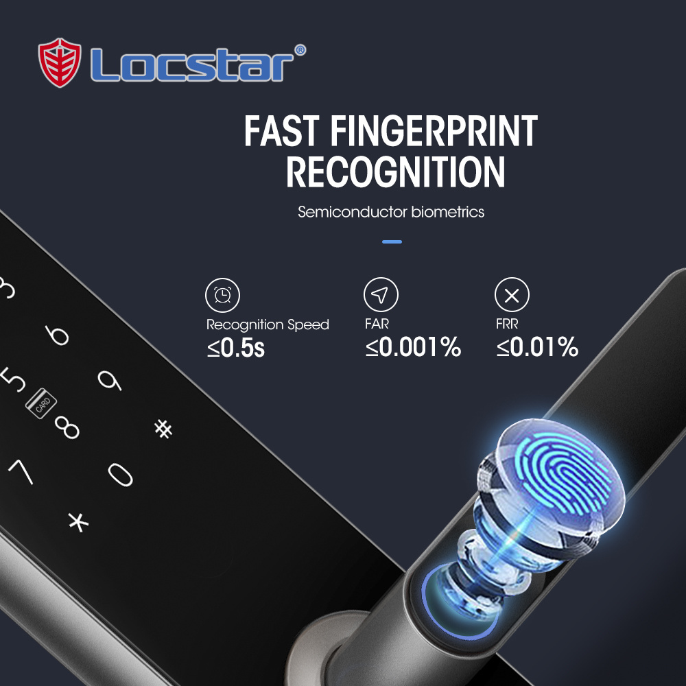 Locstar Wifi TTlock App Smart Door Lock Biometric Lock Fingerprint Door Handle Digital Keyless Lock