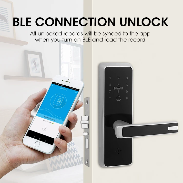 Zwave Wifi Electronic Digital Card Single Latch Or Mortise Smart Lock