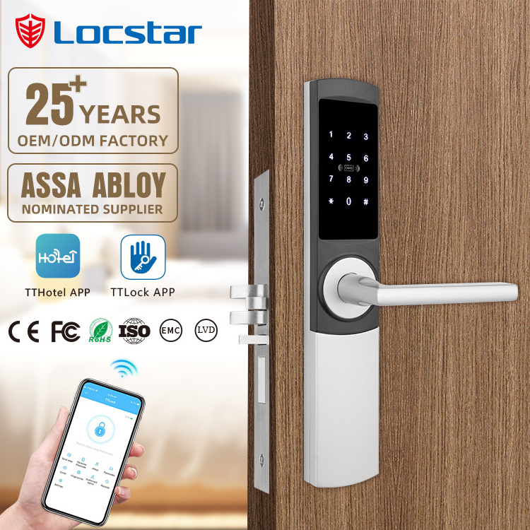 Locstar Zinc Alloy Narraw Design Euro Ansi Mortise Electric Card Reader Smart Hotel Door Lock