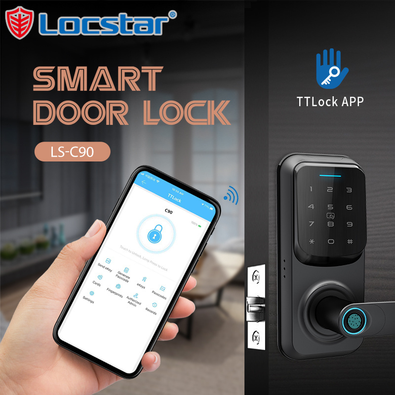 Security Touch Screen Fingerprint Cerraduras Intelligent Password Fechadura Digital Waterproof Outdoor TTlock Smart Door Lock