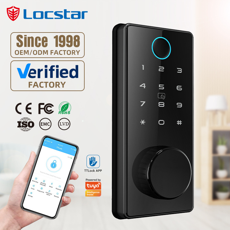 Smart RIM Deadbolt Auto Lock Fingerprint Password App Control TTLOCK TUYA APP Card Door Lock