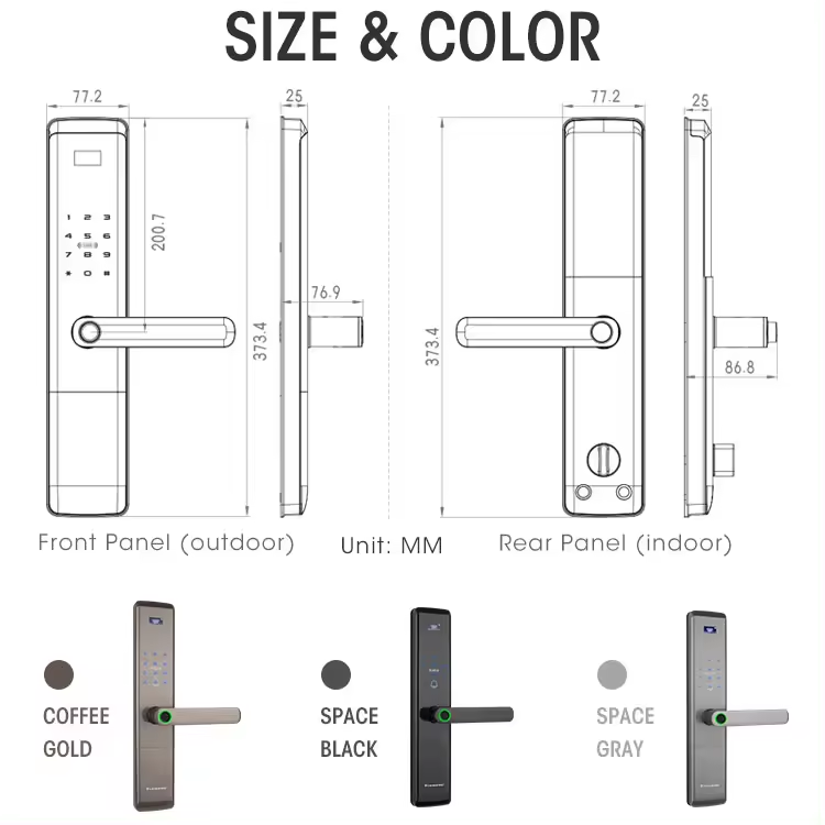 Door Proximity Cards Glass Electronic Commercial Deadbolt Smart Fingerprint Gate Home Digital Smart Card Door Lock