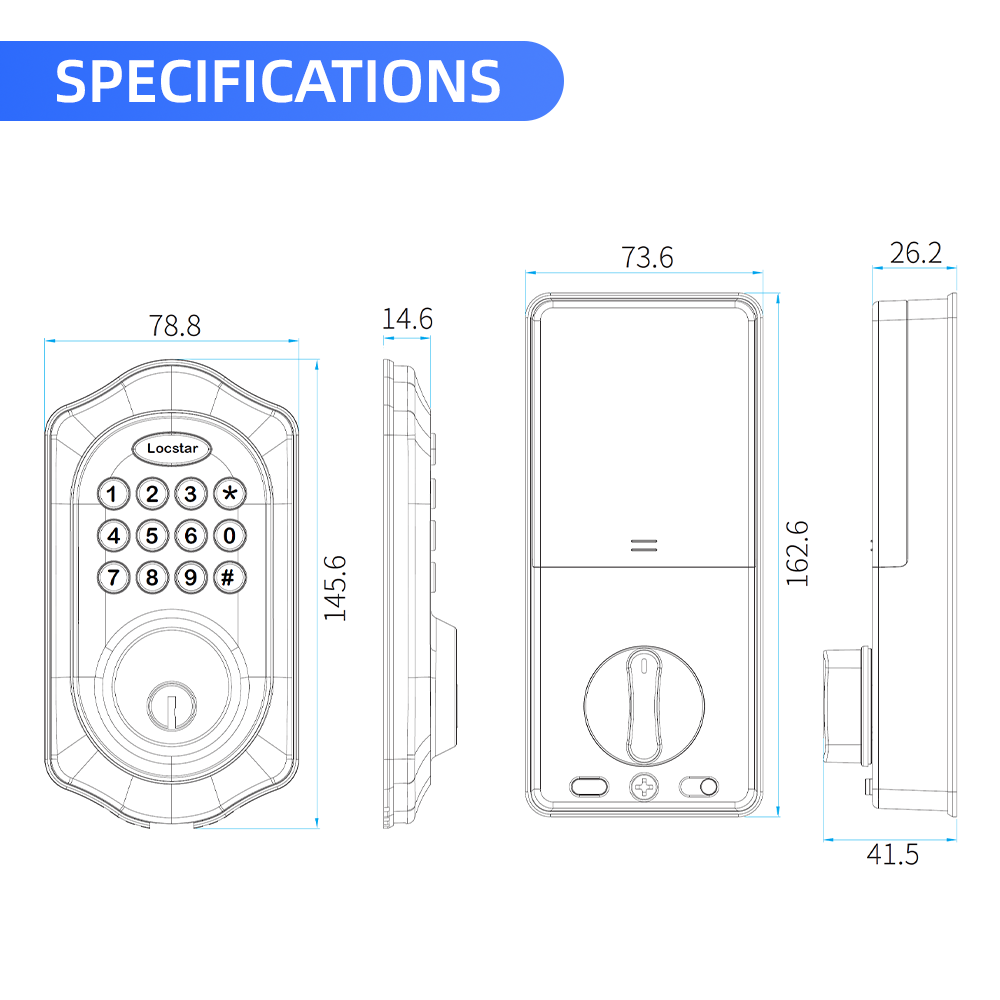 Locstar Security Tuya Smart Home Lock Hot Selling Wireless Electronic Code Password Digital Deadbolt Door Lock with Keypad