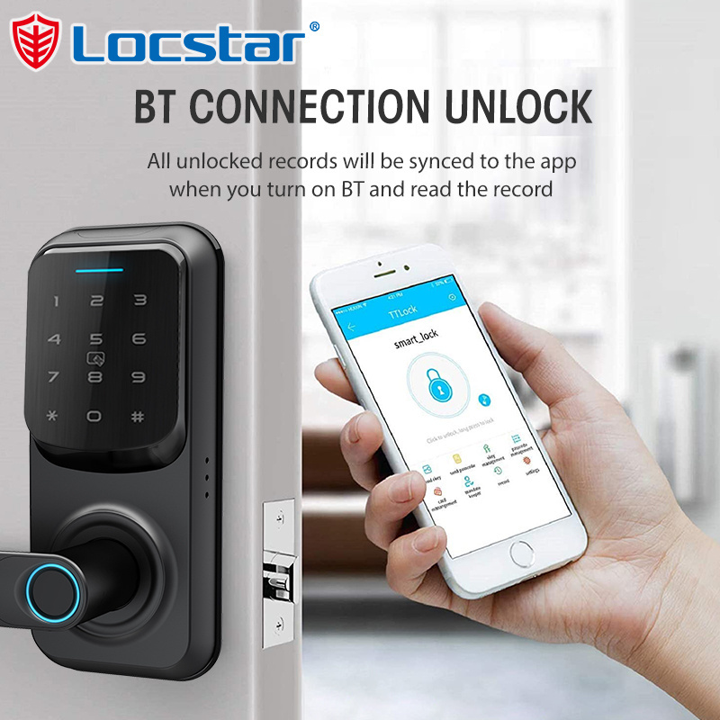 Security Touch Screen Fingerprint Cerraduras Intelligent Password Fechadura Digital Waterproof Outdoor TTlock Smart Door Lock