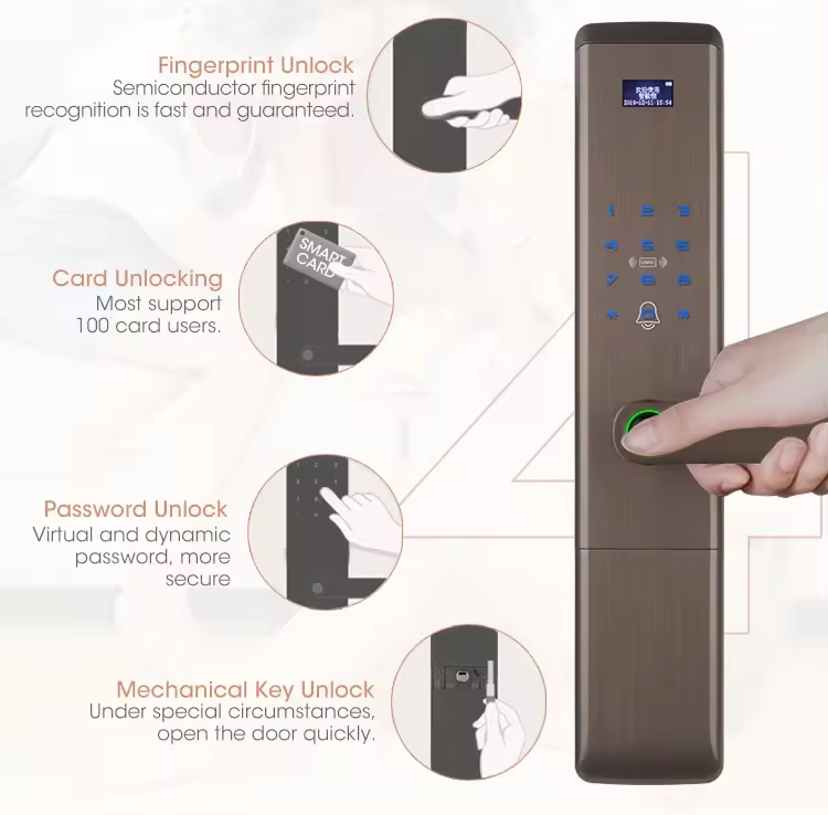 Door Proximity Cards Glass Electronic Commercial Deadbolt Smart Fingerprint Gate Home Digital Smart Card Door Lock