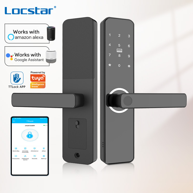 Locstar Security Ttlock Tuya Wifi Electronic Biometric Fingerprint Keyless Entry Smart Digital Keypad Door Lock For Home