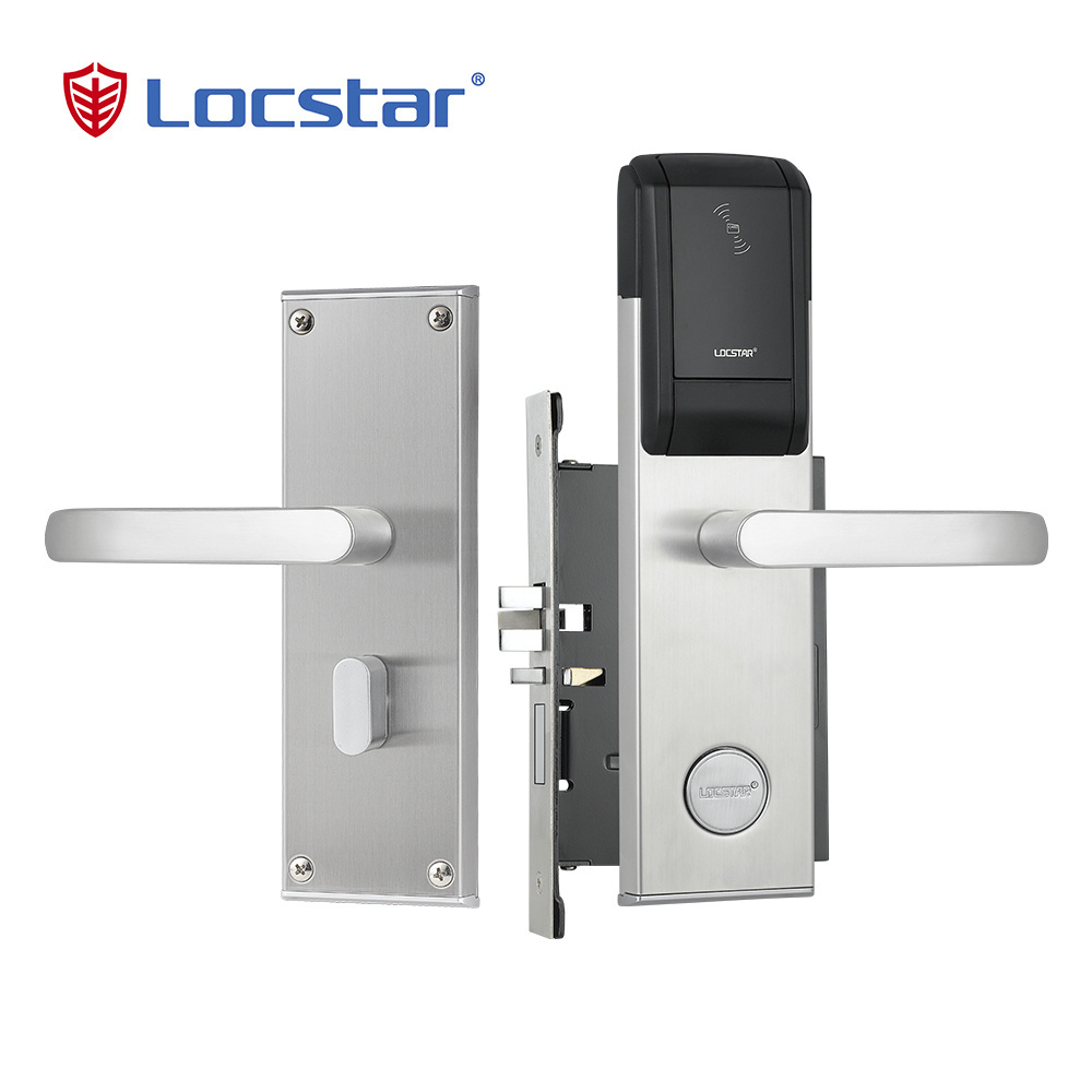 Locstar Stainless Steel Customize Bathroom Silver Smart Lock Door Card Reader Key Apartment Intelligent Hotel Deadbolt Door Lock