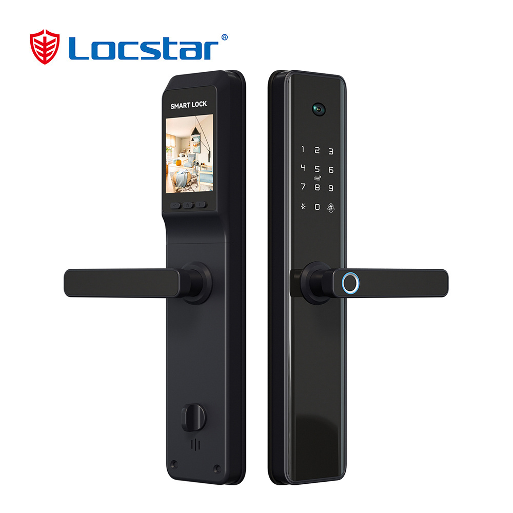 Locstar Morden Style Deadbolt Fingerprint Doorbell Surveillance Tuya Wifi Wire With Camera Smart Door Lock