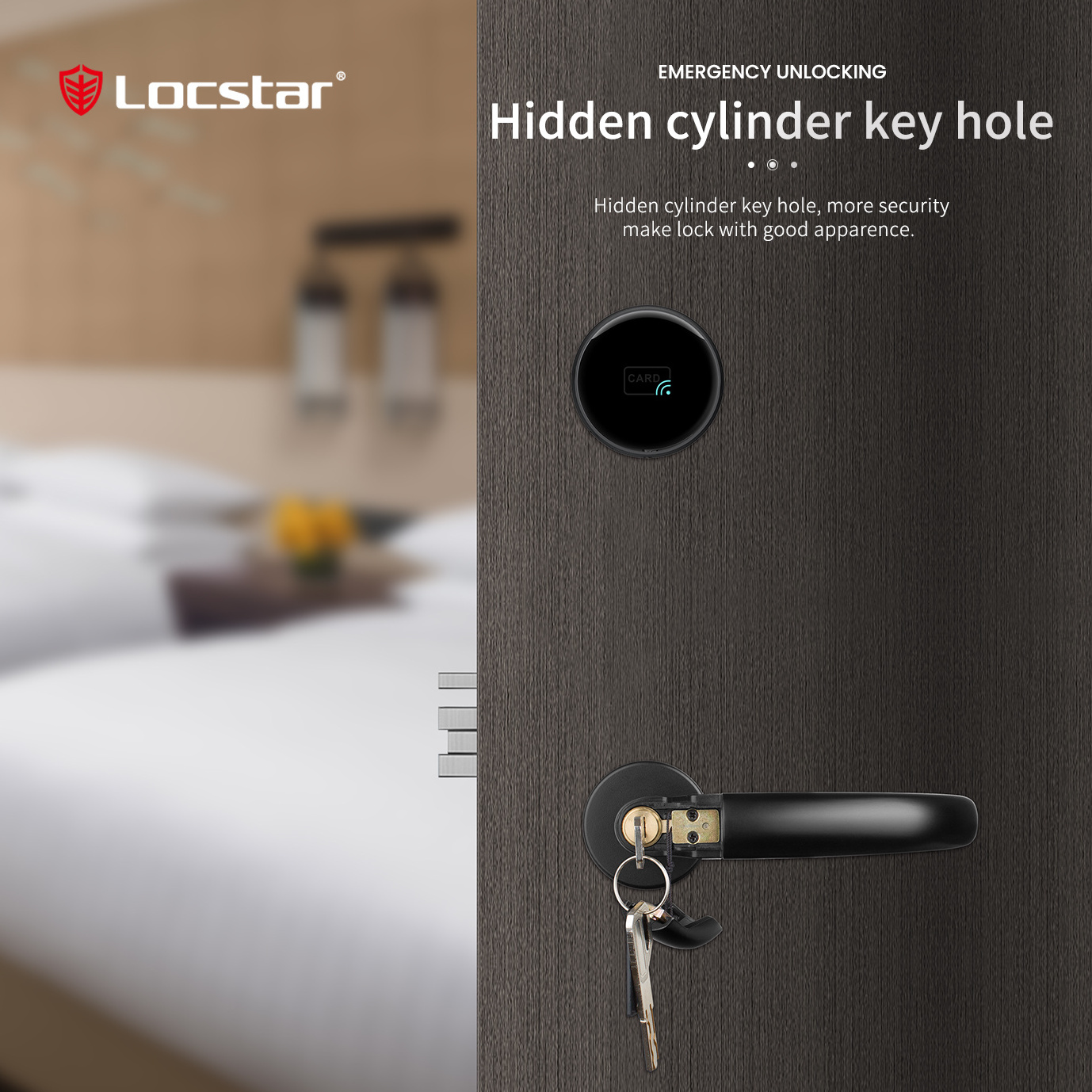 Locstar New Arrivals High Quality Keyless Access Handle Rfid Card Key Door System Software Electronic Hotel Door Lock