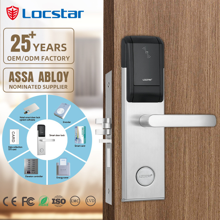 Locstar Hot Lock Aluminium Doors Card Key Reader  Electronic Door Handle Magnetic Bolt Sliding Doors Locks