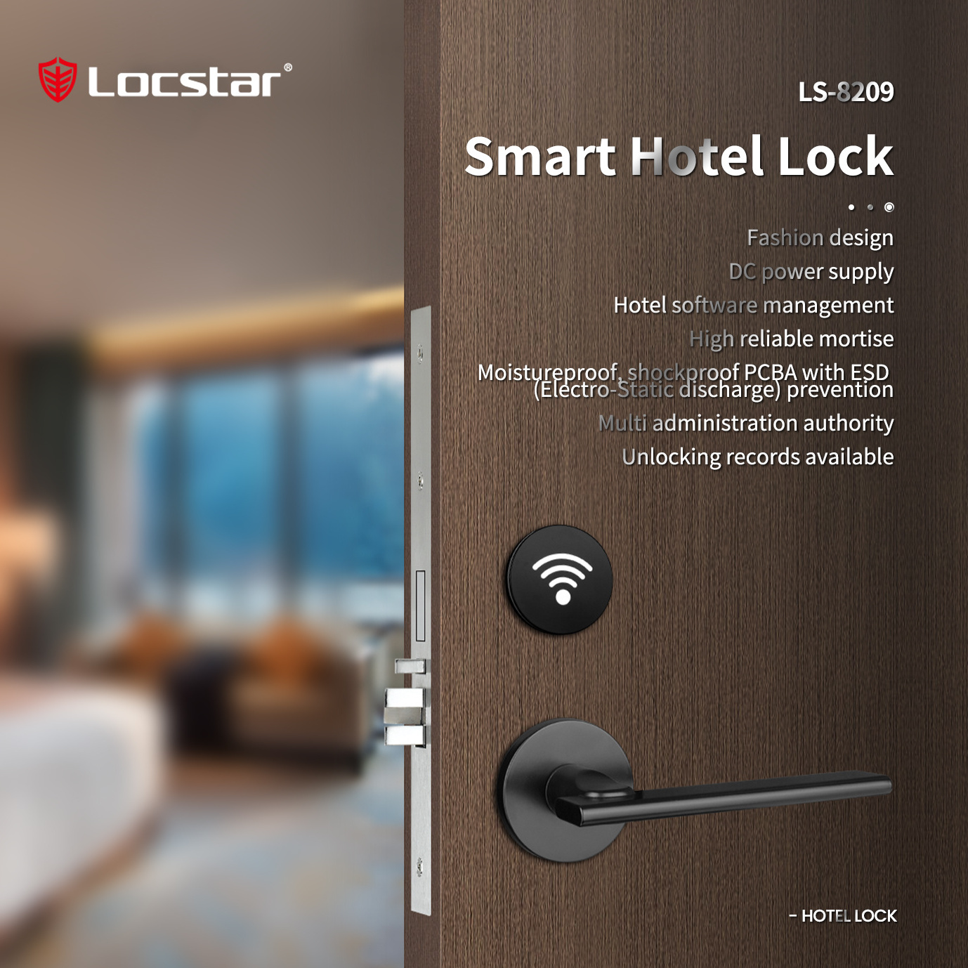 Locstar New Arrivals Deadbolt Handle Mortise Interior Door Lock Electronic Magnetic Hotel System Keyless Entry Door Lock