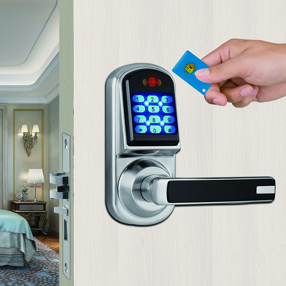 Electronic Smart Deadbolt Digital Door Lock Password Mechanical Key RFID Card Hotel Electric Lock