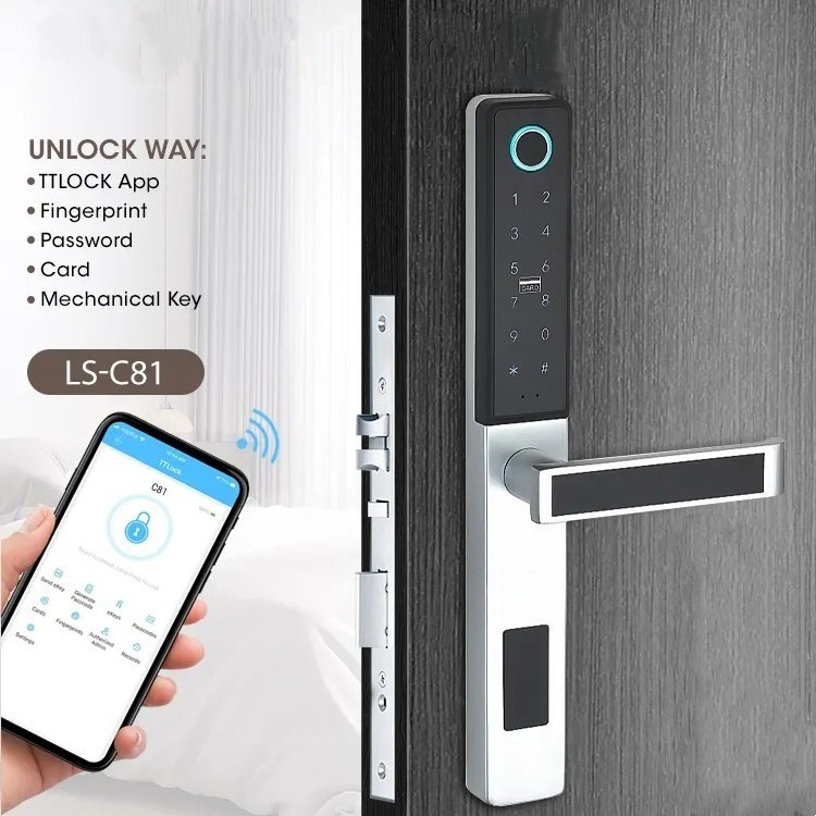 Locstar Slim Smart Lock Front Door Stainless Steel Waterproof Mortise Deadbolt Keyless Digital Keypad Handle Door Lock