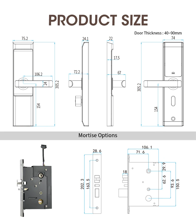 Tooth Keypad Key Waterproof Wifi Intelligent Ttlock App IC Card Smart Hotel Door Lock Locstar Password Cloud Blue 8072-TT CN;GUA