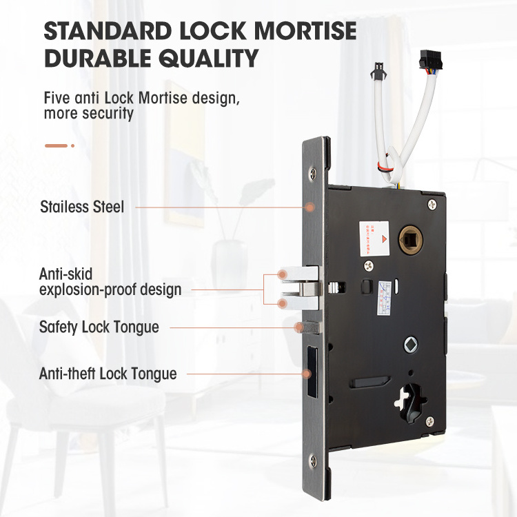 Locstar Fashion Key Safe Mortise Digital Ic Card Hotel Aluminium Mfid Electronic Magnetic Gate Electric Bolt Door Lock