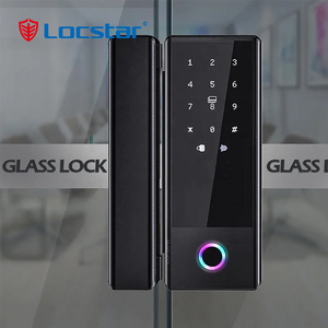 Locstar electronic magnetic rim smart Ttlock fingpeprint password keyless card BLE automatic glass door finger print lock