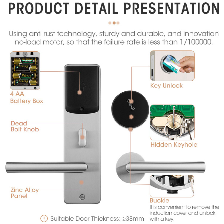 Best Selling Hotel Card Slide Sifely Entry Front Core Rv Latch Rfid Reader Access Control Power Keyless lock door hotel