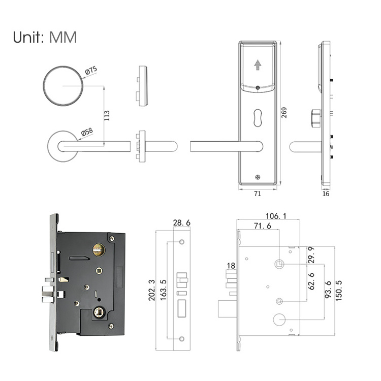 Best Selling Hotel Card Slide Sifely Entry Front Core Rv Latch Rfid Reader Access Control Power Keyless lock door hotel