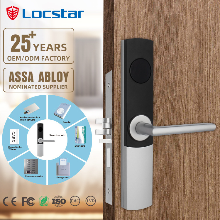 High Quality Security Locstar Cerradura  Key  Nfc Card Automated Serrure Rfid Hotel Door Lock System