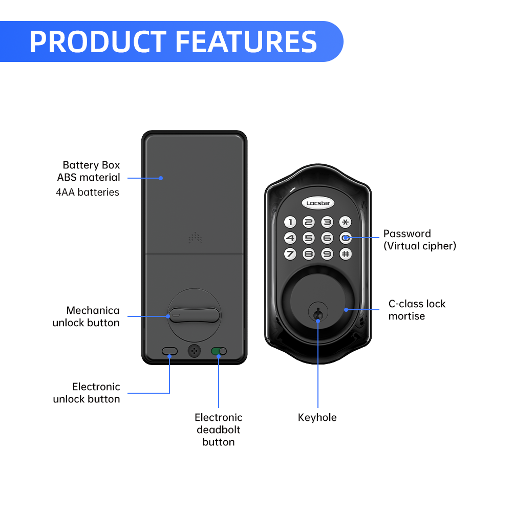 Locstar Tuya Smart Lock Automat Cerradura Digital Para Puerta Keypad Door Lock