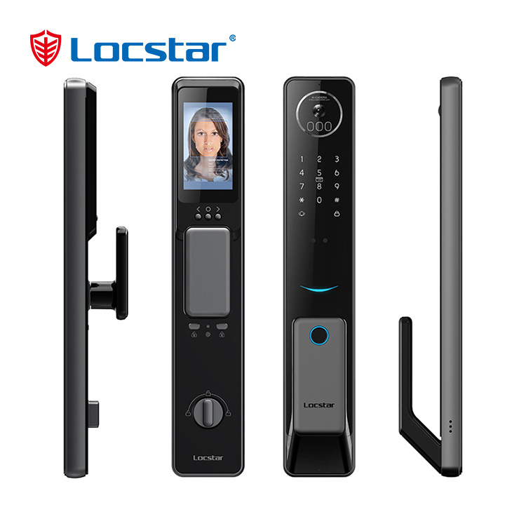 Locstar 3D Face Recognition Smart Fingerprint Digital Safe Door Lock With Camer And Doorbell