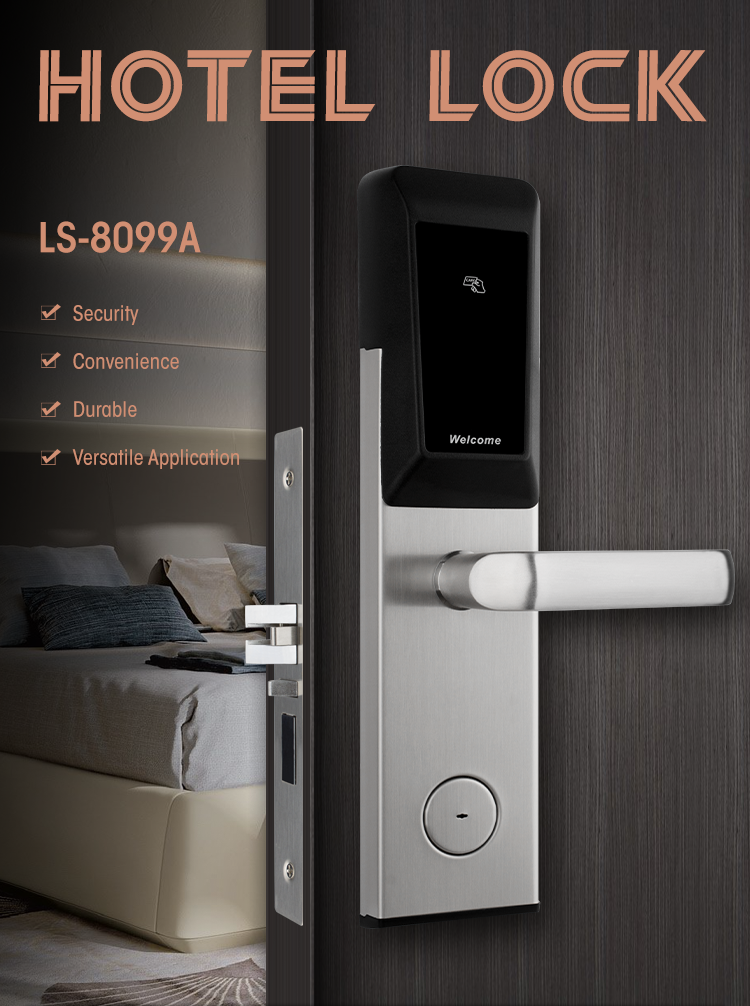 High Security Electronic Card Key Smart Hotel Door Lock with RFID Management Software System for Wood and Aluminum Doors