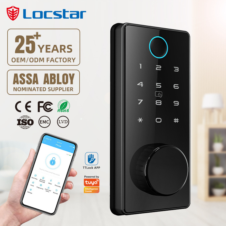 Locstar TTlock APP Bluetooth WIFI Front Key Card Home Interior Security Remote Door Finger Locks Online Smart Deadbolt Lock