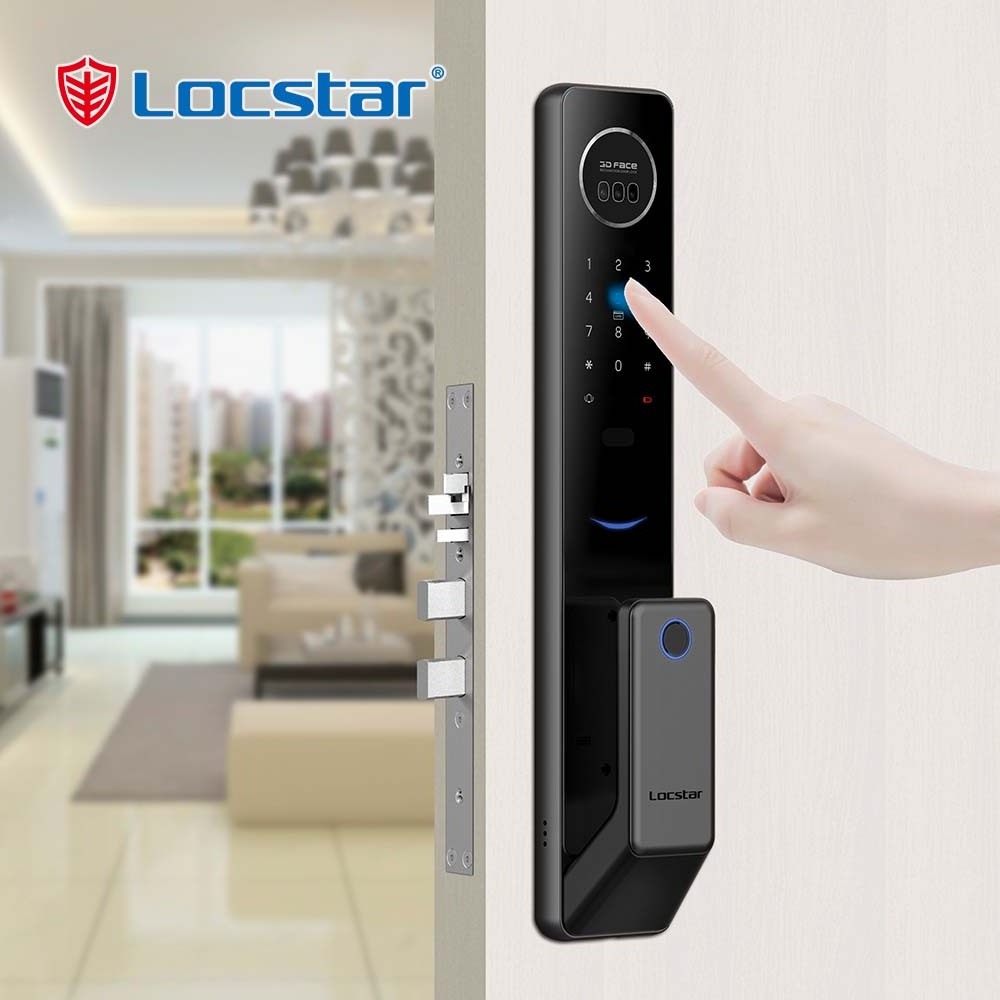 3D Face Recognition Tuya Golden Video  Finger Smart Door Lock Wifi For Aluminum Door