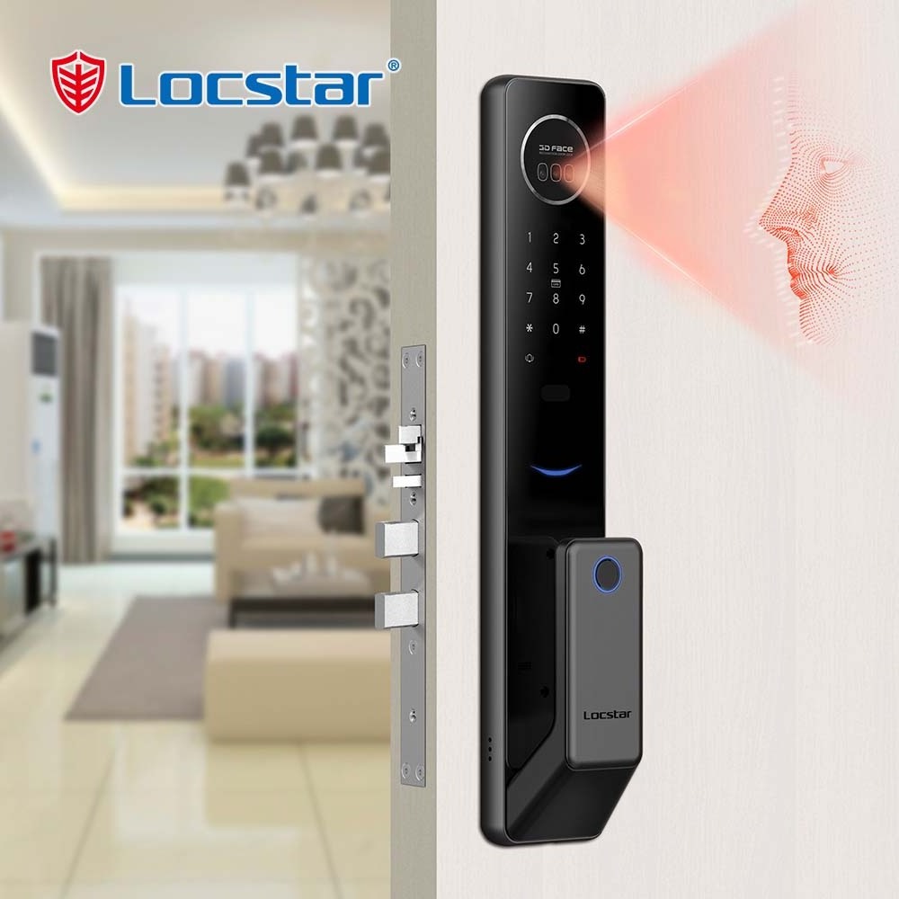 3D Face Recognition Tuya Golden Video  Finger Smart Door Lock Wifi For Aluminum Door