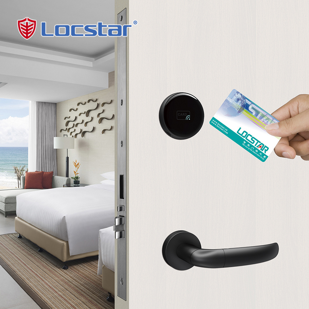 Locstar New Arrivals High Quality Keyless Access Handle Rfid Card Key Door System Software Electronic Hotel Door Lock