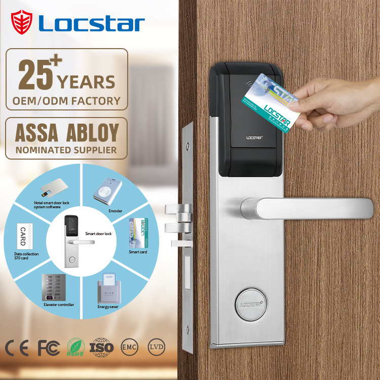 Locstar Safe Intelligent RFID Card Reader Digital Combination Hotel Locking System Key Unlock Aluminium Door Lock CE Certified