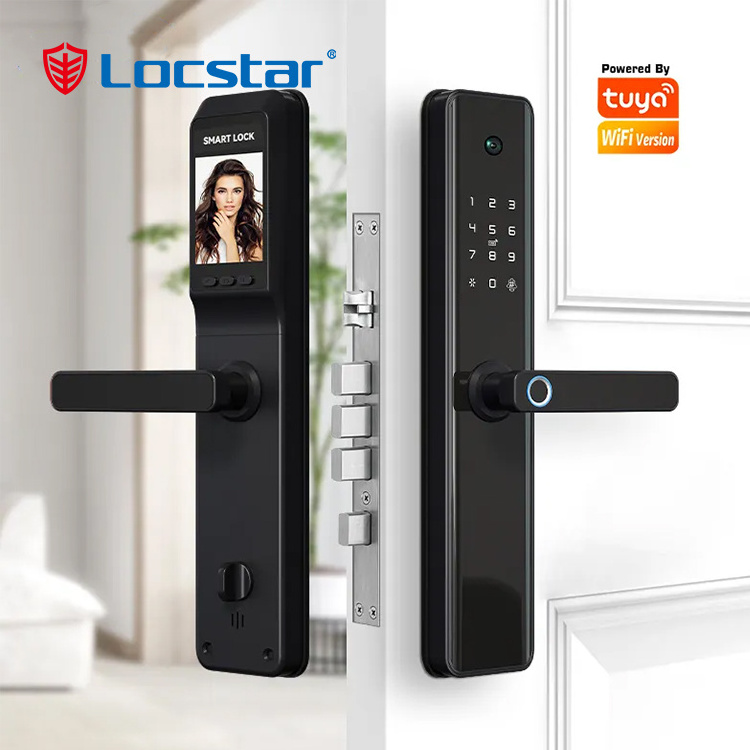 Locstar Tuya Morden Style Rec With Hd Camera And Fingerprint Smart Door Lock