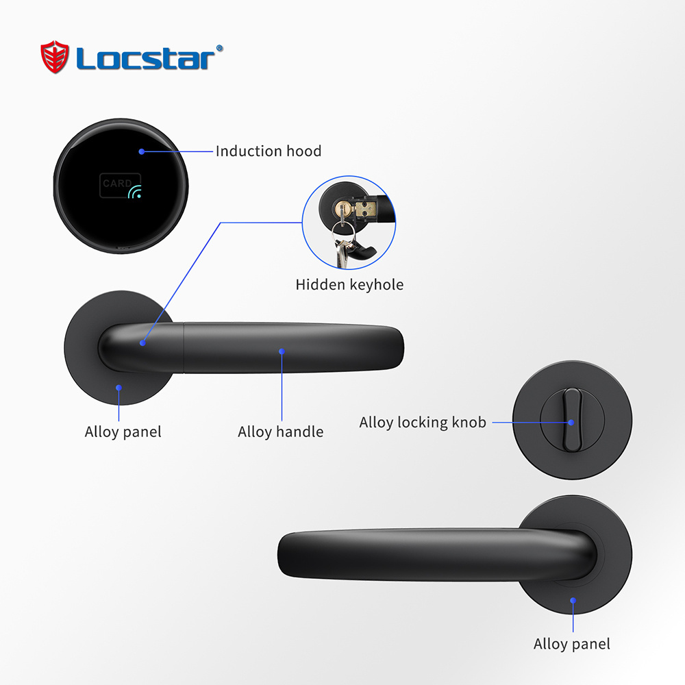 Locstar New Arrivals High Quality Keyless Access Handle Rfid Card Key Door System Software Electronic Hotel Door Lock