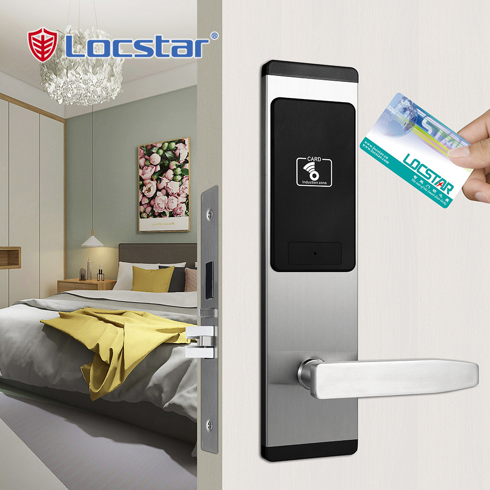 Locstar Best Selling Security Rf Card Management System Software Electronic Keyless Door Lock  For Hotel Front Doors